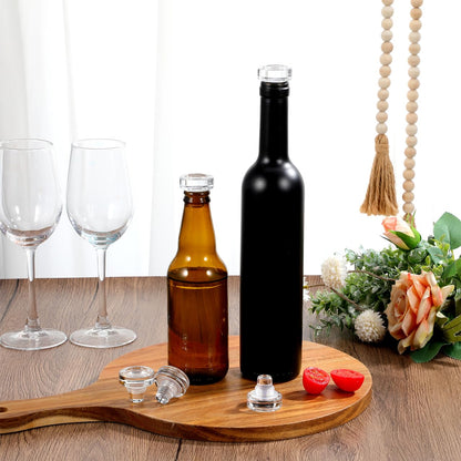 10pcs Glass Wine Bottle Stoppers, T-Shape Crystal Wine Saver Clear Bottle Plugs for Beverage Liquor Decanter, Reusable Decorative Cork Replacement for Oil Vinegar Dispenser, DIY Wedding Favors