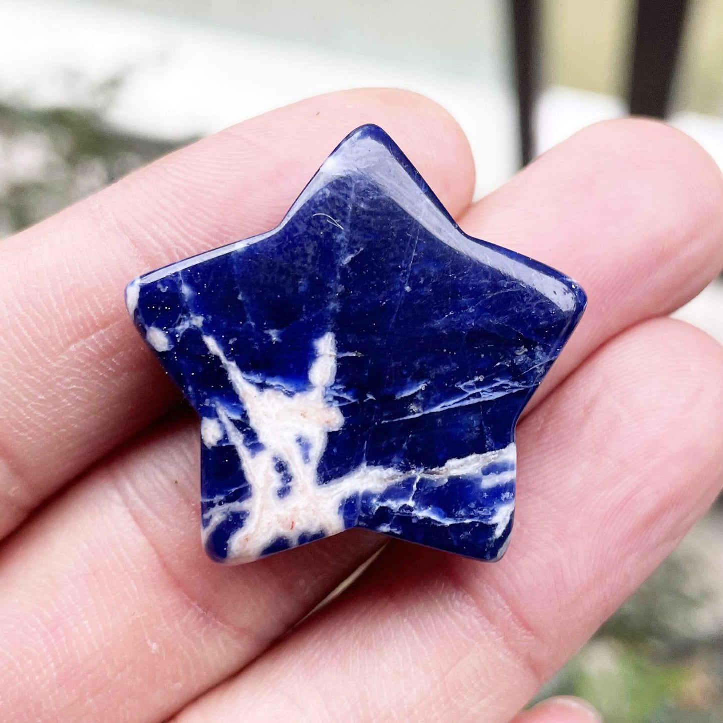 Fekuar Sodalite Crystal Star Chakra Stones for Reiki Healing Yoga Balance Meditation Polished Mini Pocket Palm Stone 1 Inch (30mm)