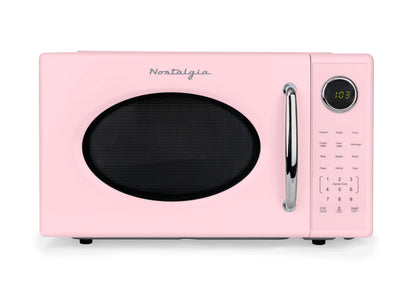 Nostalgia Retro Microwave Oven - 0.7 Cu Ft, 700-Watt Countertop Size with Glass Turntable, Child Safety Lock, 8 Auto-Cook Programs, Digital Clock - Aqua
