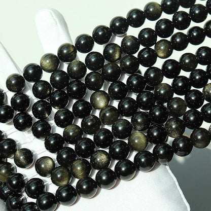 Genuine Golden Obsidian Beads for Jewelry Making Gemstone Semi Precious Stone Round 10mm Strand 15"(36-38pcs)