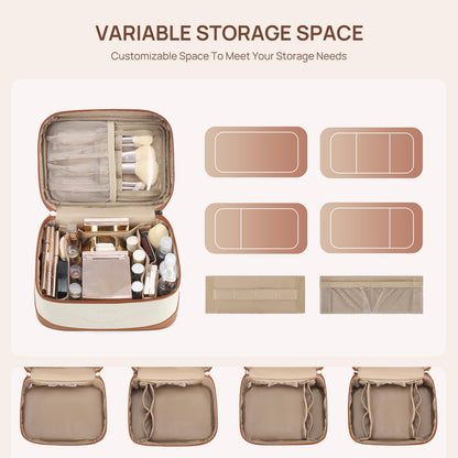 Telena Large Makeup Bag, Travel Toiletry Bag for Women, Vegan Leather Makeup Organizer Case Cosmetic Bag for Travel Essentials
