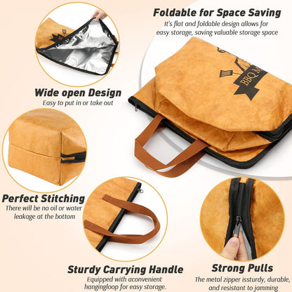 BBQ Blanket for Resting Meat Compatible with Smoker Grill, Reusable Pellet Smoker Meat Insulated Resting Bag with Wide Mouth for Large Brisket/Beef,Gifts for Men Him Dad, Accessories (23 inch)