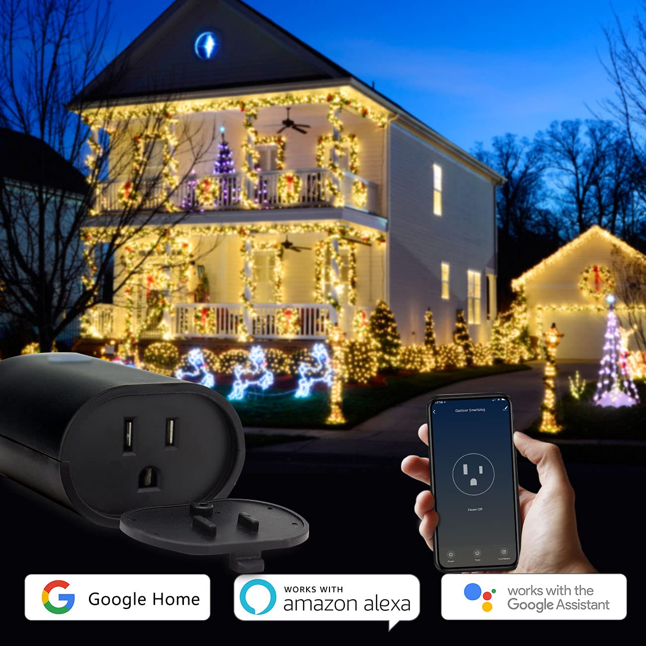 Minoston Outdoor Smart Plug, Matter Smart Plug, Smart Home Wi-Fi Outlet IP65 Waterproof, Compatible with Alexa, Apple Home, SmartThings, Google Home, Smart Life, IP65 Waterproof, 2.4Ghz, 2 Pack