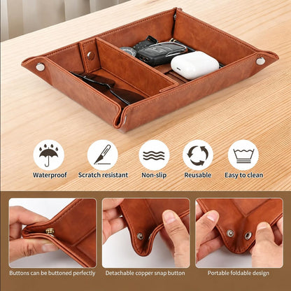 Papa Grandpa Gifts for Fathers Day PU Leather Valet Tray and Keychain, Father's Day Birthday Gift for Grandpa from Granddaughter Grandson, Men Gift for Grandpa Grandfather Presents Useful Stuff