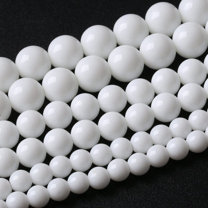 32PCS 12MM Natural White Agate Stone Beads Round Shape Suitable for Jewelry DIY Bracelet 15 Inches