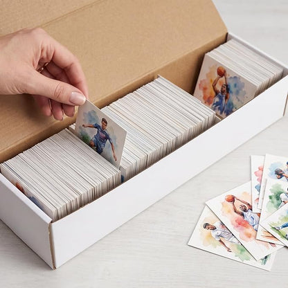 PHAREGE 15 Pack Trading Card Storage Boxes White for 6000 Count 35pt Cards | Baseball Card Storage, Sport Card Shipping, Flat Bottom, Shape Well, Easy Fold, Easy Open, DIY Cardboard, Self-locking