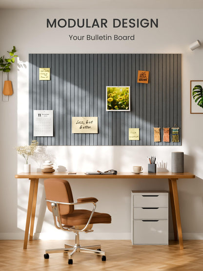 Bumusty Large Cork Board Alternative-48 x 36" Felt Bulletin Board Tiles, with 30 Pushpins, 70 Adhesive Tabs, Fine-Stripe 12-Pack, Cork Boards for Office Push Pin Board Felt Board-Blue Gray