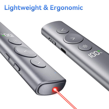 (2 Unit) Power Display Wireless Presenter Remote, Rechargeable Presentation Clicker with Red Laser Pointer for PowerPoint, Slide Advancer for Mac, Windows, Laptop, Classroom, Office