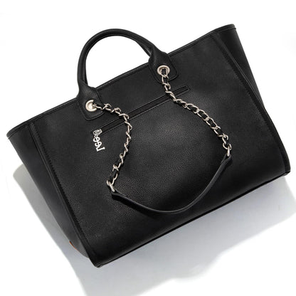 Lee Large Shoulder Tote Bag for Women Vegan Leather Top-Handle Handbag LEE46-345BK
