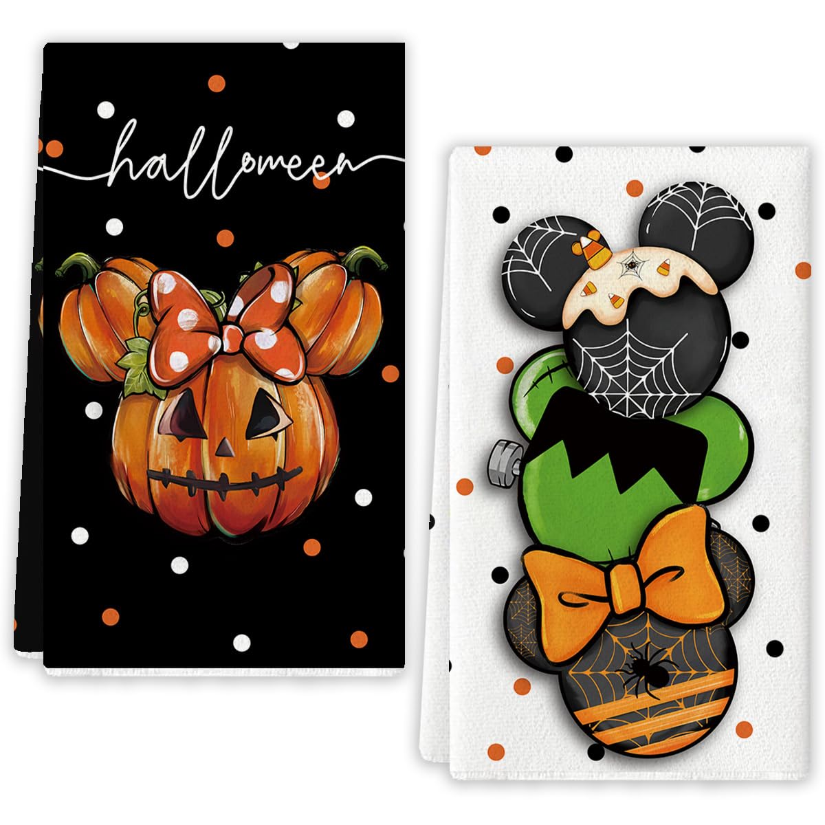 Flaircave Funny Halloween Kitchen Towels Decorative Set Cartoon Mouse Dish Towels Spooky Spider Web Party Decor Halloween Decorations for Home Party Door