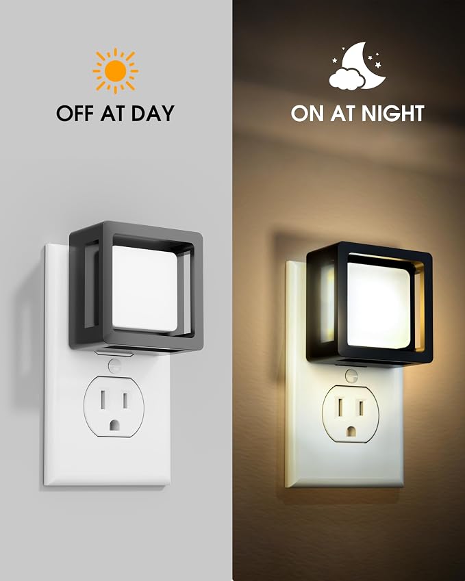 LED Night Light - Plug Into Wall [2 Pack] - with Dusk-to-Dawn Sensor 3000K Warm Lights - Adjustable Brightness for Adult Kids Bedroom Bathroom Toilet