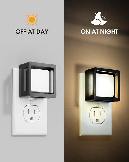 LED Night Light - Plug Into Wall [2 Pack] - with Dusk-to-Dawn Sensor 3000K Warm Lights - Adjustable Brightness for Adult Kids Bedroom Bathroom Toilet
