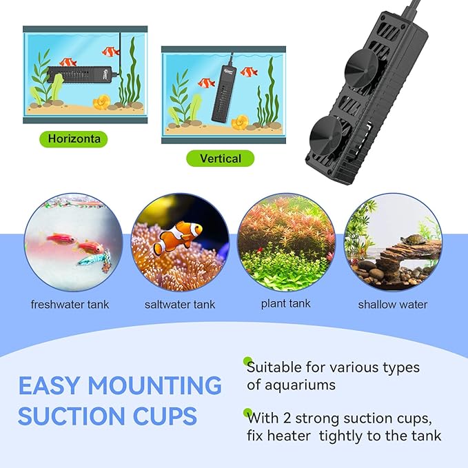hygger Nano Submersible Aquarium Heater for 5-10 Gallon Betta Fish Tank Heater with Digital Display, Adjustable Temperature Controller 50Watt