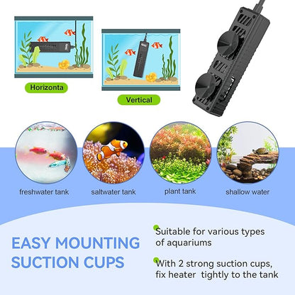 hygger Nano Submersible Aquarium Heater for 5-10 Gallon Betta Fish Tank Heater with Digital Display, Adjustable Temperature Controller 50Watt