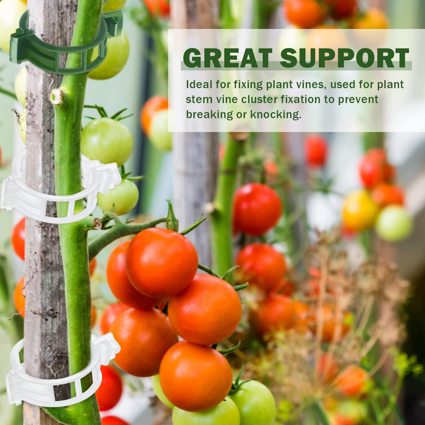 Vesici 1200 Pcs Plant Support Clips Tomato Vine Clips Grape Vine Garden Clips for Climbing Trellis Flower Crop Orchid Vegetable to Grow Upright and Make Healthier, Green and White