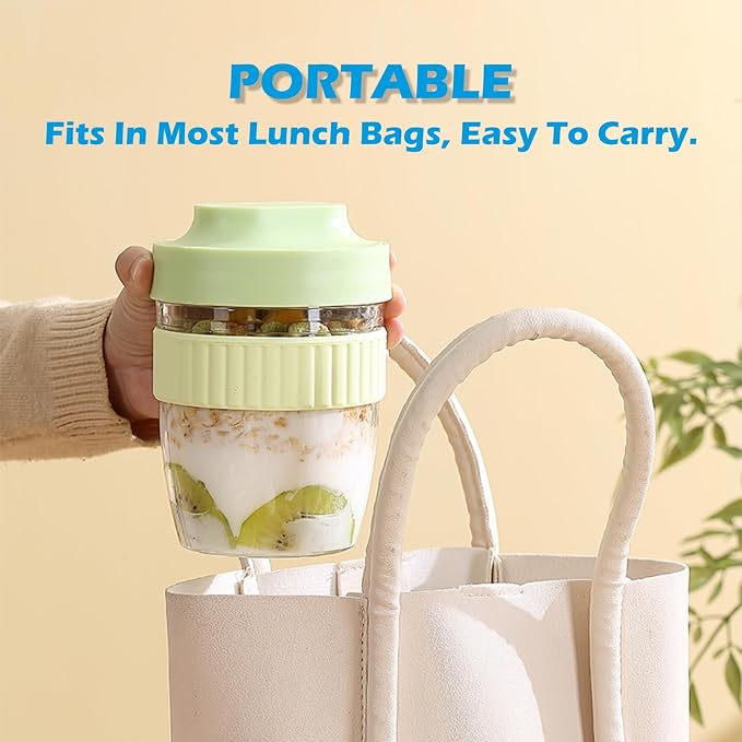 Breakfast On The Go Cups, Overnight Oats Containers With Lid And Folding Spoon, Take And Go Yogurt Cereal Snack Parfait Salad Containers For Lunch, Fruit & Vegetable Jar, 20 oz(Yellow)
