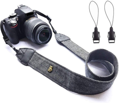 WANBY Camera Strap Black Canvas Neck Shoulder Strap with Quick Release Buckles for DSLR SLR