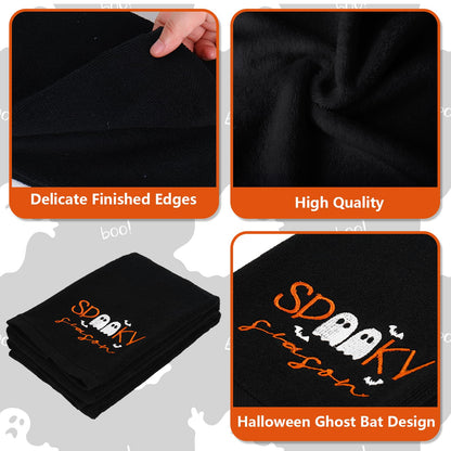 JarThenaAMCS 2Pcs Halloween Hand Towels Spooky Season Ghost Embroidered Cotton Bathroom Towel Soft Absorbent Decorative Dish Towels for Holiday Drying Cleaning Cooking