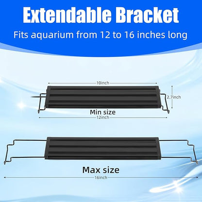 AQUANEAT LED Aquarium Light with Timer for 12-16 Inch Fish Tank, Brightness Adjustable, Full Spectrum, Low Medium Light Plant Lamp