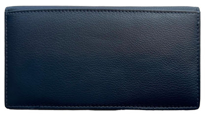 123 Cheap Checks Navy RFID Leather Checkbook Cover With Credit Card Slots and Pen Holder
