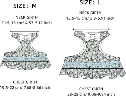 SMOLKITH Rabbit Clothes - Bunny Adjustable Green Floral Dress with Leash, Small Animal Apparel for Walking - Fits Guinea Pigs, Chinchillas, Meerkats, Prairie Dogs, Pet Rats and More