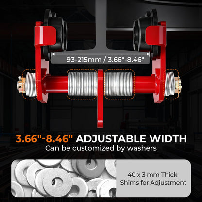 BEAMNOVA I Beam Trolley 3 Ton Manual Adjustable for I-Beam Flange Width 3.66" to 8.46", Overhead Push Beam Trolley Heavy Duty Dual Side Wheels, for Garage Hoist for Straight Curved I Beam