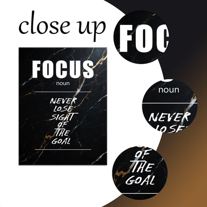 Motivational Canvas Wall Art Focus Noun Entrepreneur Quotes Poster Print Inspirational Pictures Painting for Office Class Room School Wall Decoration Stretched and Framed [18''Wx24''H]