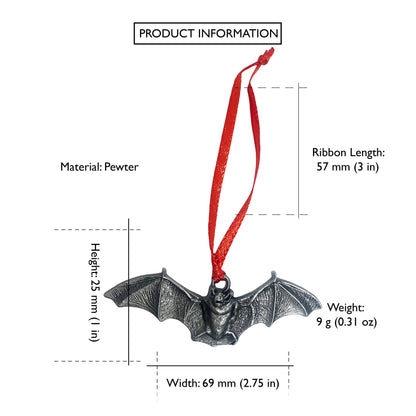 Bat Ornament Pewter Charm Travel Souvenir Batcave Nature Theme Miniature Ornament