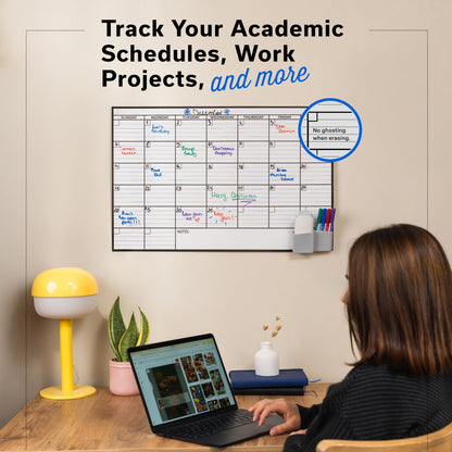 Small Dry Erase Calendar for Wall 17x26, Month Blank Kids Family Reusable Office, Classroom Schedule Monthly Planner Erasable Write, Rolled Whiteboard White Board, Calendar Dry Undated Erase for Wall