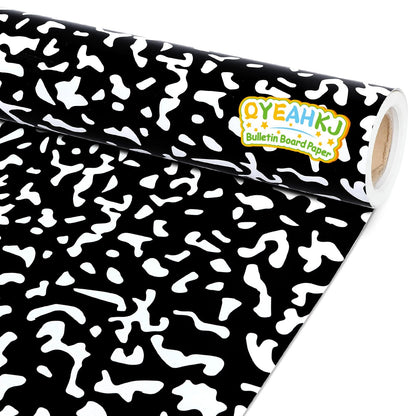 Qyeahkj Composition Bulletin Board Paper Roll Black Dot Bulletin Board Background Paper Fade Resistant Classroom Decoration Poster Art Craft Home Wall Education Decoration Supplies 17.7in x 20ft