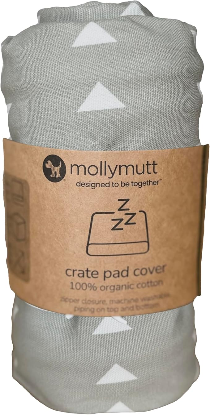 Molly Mutt Dog Crate Pad Cover, 100% Cotton Canvas Cover for Dog or Puppy Crate Bed, Durable, Washable, and Free of Harmful Chemicals, Pre-Shrunk, 24"x18"x2.5", Be Still