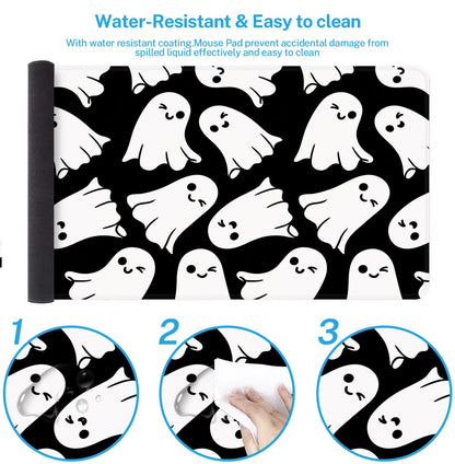 Britown Halloween Autumn Cute Large Mouse Pad for Desk, Fall Ghost Horror Computer Keyboard Mat Non-Slip Rubber Desk Mat Gaming Mousepad for Home Office Game, 31.5 x 15.7 Inch