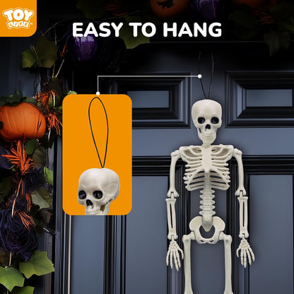 TOY Life 4 Pcs Halloween Skeleton 16" Posable Skeleton Decor, Full Body Posable Joints Outdoor Skeletons, Halloween Skeletons Decorations Outdoor Indoor, Plastic Hanging Skeleton Decorations
