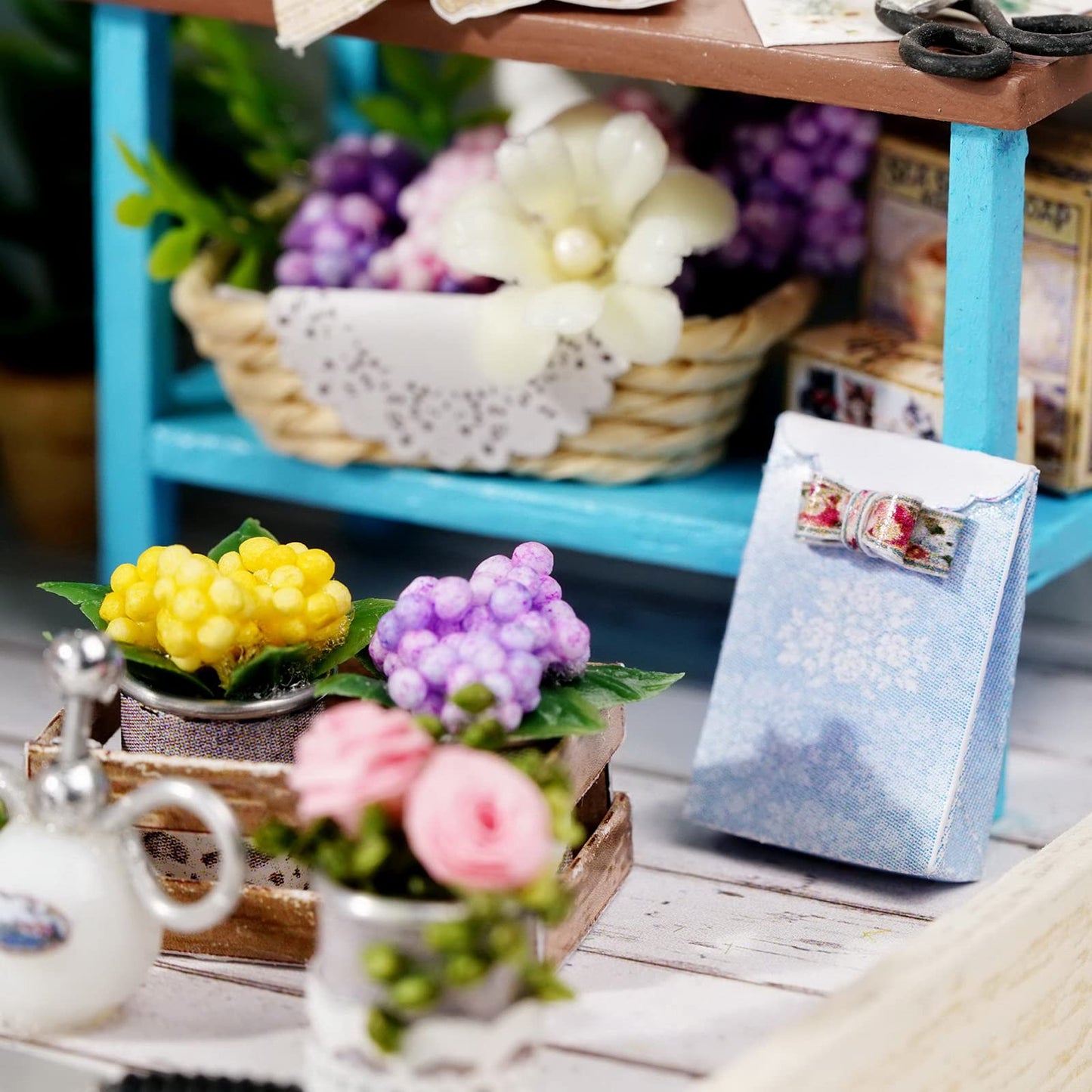 CUTEROOM DIY Doll House Miniature Furniture Wooden House Kit with Dust Cover & LED Light and Accessories -Corner of Garden
