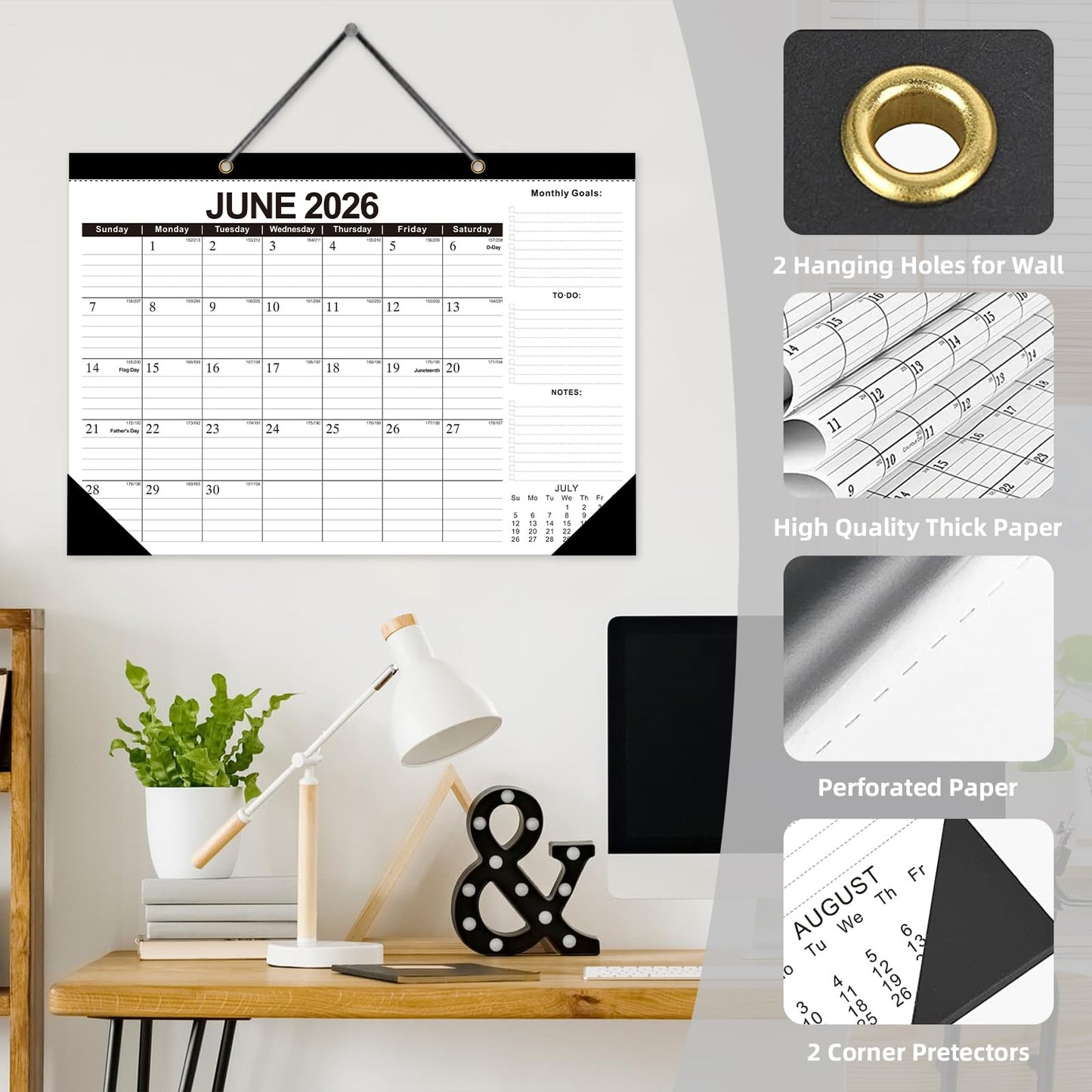 ZTX 2026 Calendar Desk Calendars as Big Deskpad or Large Hanging Wall Planner for Home Classroom School Large Desk Calendar 22"x17"Jan.2026-Jun.2027
