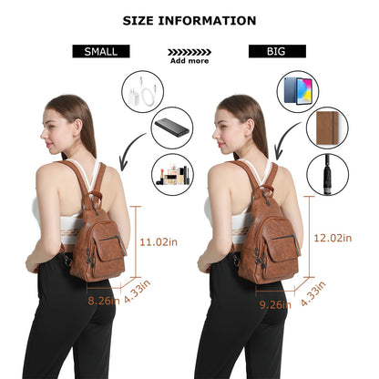 Small Backpack Purse for Women Fashion PU Leather Backpack Convertible Ladies Sling Bag
