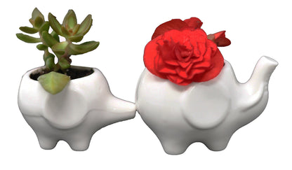 Ceramic Planters for House Plants-Plant Pots Set for Indoor & Outdoor Use (Mama & Baby Elephant Set) by Arad