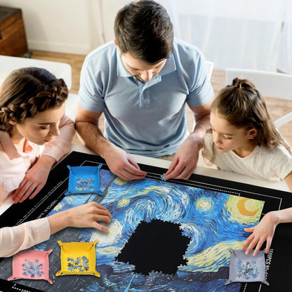 CALLKROON Puzzle Roll Up Mat Set - 1500 Piece Puzzles, Premium Felt Puzzle Saver, 4 Sorting Trays & Inflatable Tube, Durable Puzzle Storage and Organizer