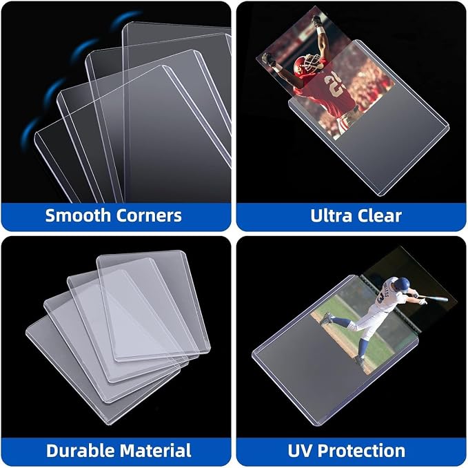 1200 Pack Card Sleeves Hard Plastic, Arjiekwei 3"X4" Baseball Cards Protectors Plastic, Premium Card Holder for Trading Sports Baseball Football Game Cards (600 Rigid + 600 Clear)