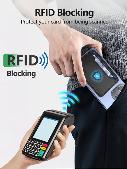 Miroddi for Magsafe Wallet, Ultra-Thin Leather Magnetic Phone Wallet Compatible with iPhone 17/16/15/14/13/12 Series, Magnetic Back of Phone Card Holder Fit 5 Cards 2 Bills, RFID Blocking, Black