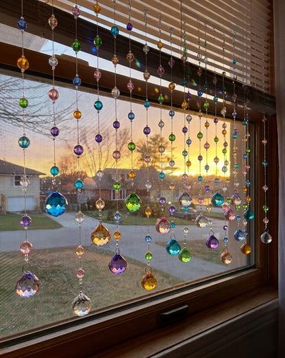 Alpengulen Crystal Beaded Curtain, 20 Strands Acrylic Multicolor String Beads for Doorways and Windows, String Room Divider (Ocean Jewel)