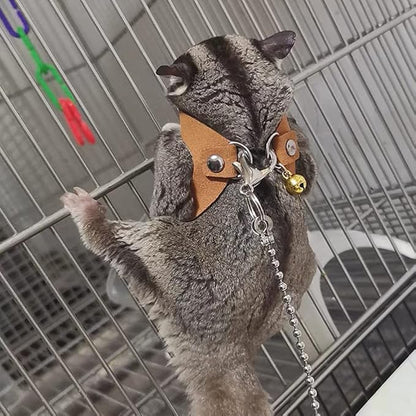 3 Pack Sugar Glider Harness and Leash Set - Adjustable Traction Rope Strap Anti-Biting Chain Rope, Small Animal Training Walking Vest Leash for Sugar Glider Squirrel Hamster Rat Birds Reptile (Brown)