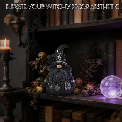 YAHIKI Occult Gothic Gnome Figurine 5.31" - Dark Magic Resin Decor for Baphomet Statue Aesthetic, Creepy Halloween Gnomes & Pagan Altar Witch Aesthetic Decor Collectibles