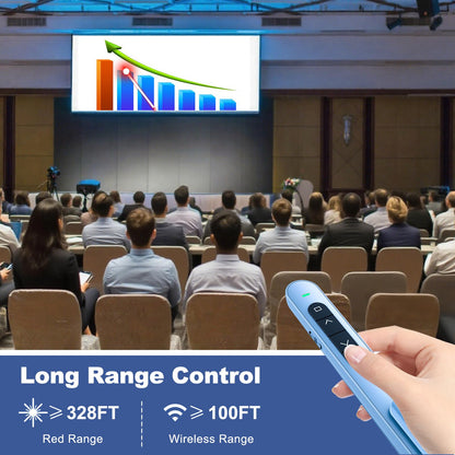QUI 2 Pack Presentation Clicker, Hyperlink Volume Control Wireless Presenter, RF 2.4GHz USB Presentation Remote Control,PowerPoint Clicker Slide Advancer for Computer, Laptop, Mac (USB, Blue)