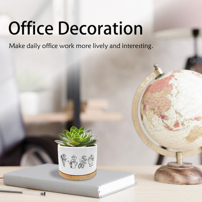 EVIHCG Gardening Gifts Planter Pots, Gardener Gifts for Women Mom Grandma, Gardening Lovers Ceramic Succulent Plant Flower Planters for Home Office Desk Table Shelf(No Plants)