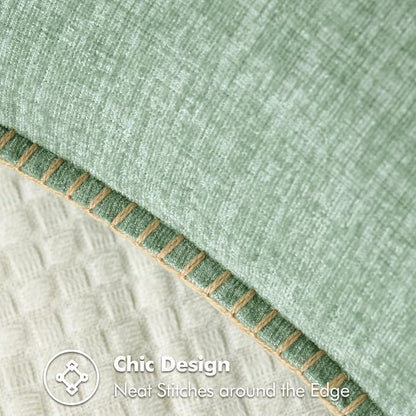 MIULEE Pack of 2 Summer Throw Pillow Covers 20x20 Inch Greyish Green Farmhouse Decorative Pillow Covers with Stitched Edge Soft Chenille Solid Dyed Pillow Covers for Couch Sofa Bed Living Room