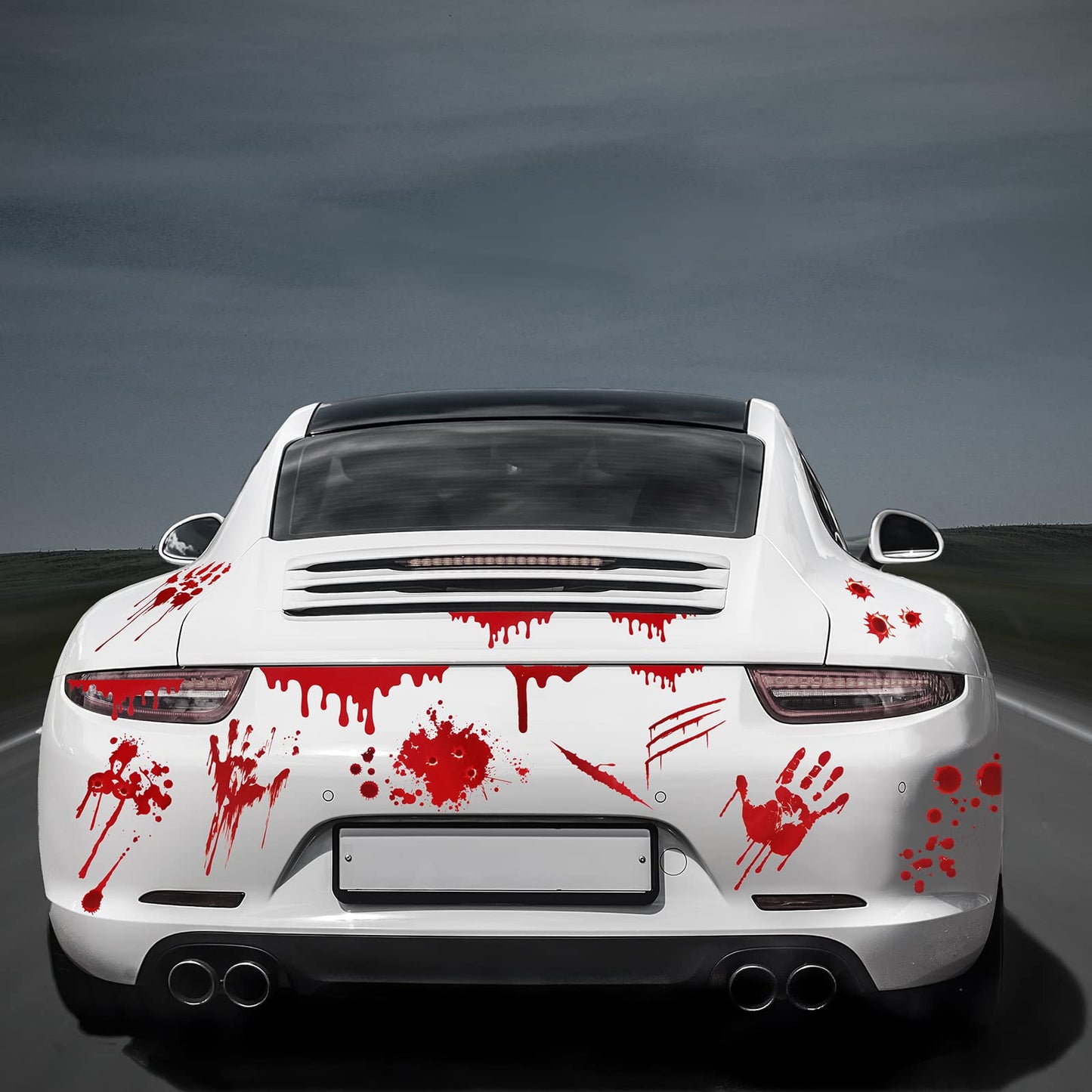 Frienda 11 Sheets Halloween Blood Car Decal Halloween Car Accessories Self-Adhesive Bloody Stickers Decor for Headlights Windows Headlamps Taillights(Palm Style,11 Sheet)