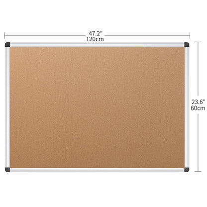 VIZ-PRO Cork Notice Board, 48 X 24 Inches, 3 Pack, Silver Aluminium Frame
