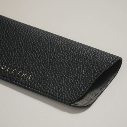 OLETHA Soft Glasses Case Set of 2 - Aesthetic Slim Travel Pouch for Sunglasses Eyeglass Reading Glass - Black