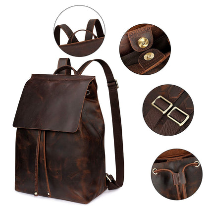 S-ZONE Women Genuine Leather Backpack Purses Fashion Rucksack Travel Daypack with Luggage Sleeve